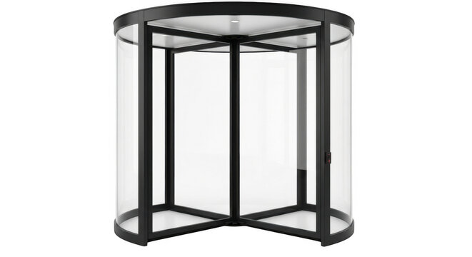 Modern glass revolving entry door isolated on transparent background