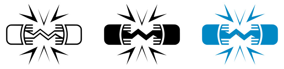 Fototapeta premium Broken wire and electrical short circuit icon set