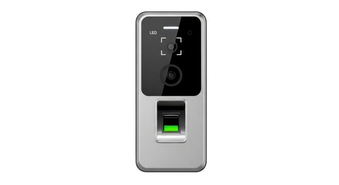 Modern electronic door lock system isolated on transparent background