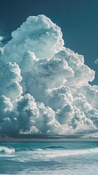 Towering Cumulus Cloud over Ocean Coastline