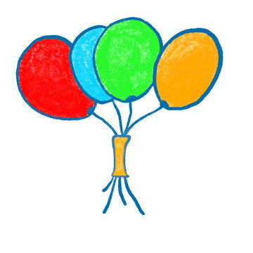 Colorful hand drawn crayon bunch of balloons for party celebration