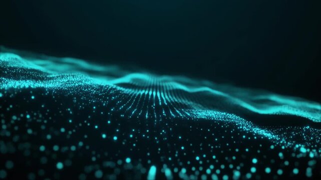 Aqua blue digital dot wave flowing loop motion background