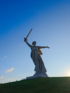 Monumental Motherland Calls statue on Mamayev Kurgan in Volgograd Russia