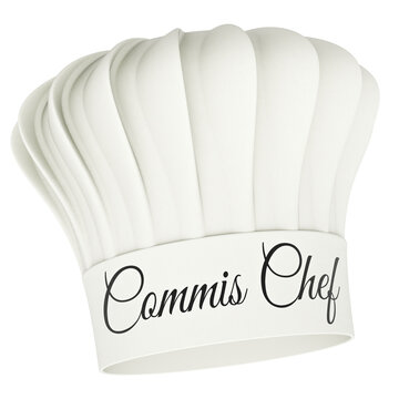Commis Chef hat for junior cook. 3D rendering