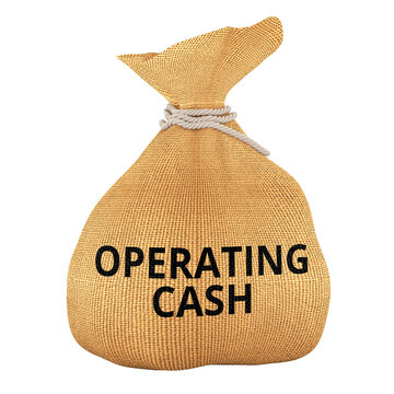 Operating Cash money bag for business liquidity and working capital. 3D rendering