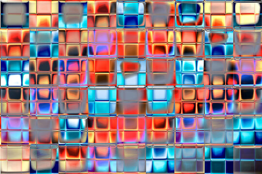 Glossy Glass Tile Mosaic Pattern with Neon Colors