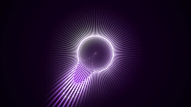 Dynamic 3d render of an abstract purple orb for music visualizers and creative video projects, 4k.
