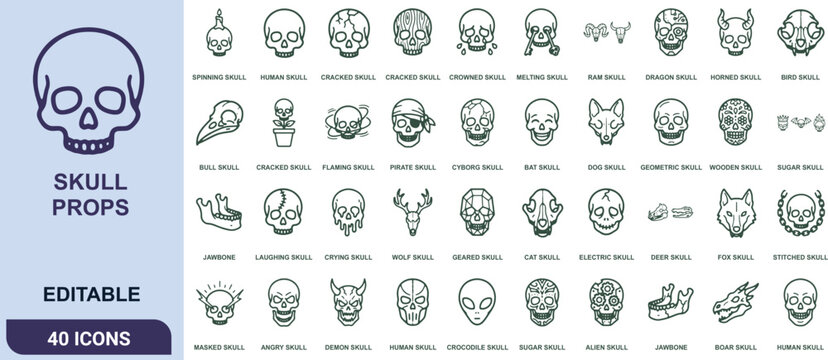 Skull_props_icon_set_2k with skeleton skullhead halloween criminal