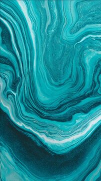 Abstract Teal and Turquoise Marble Texture with Fluid Swirls
