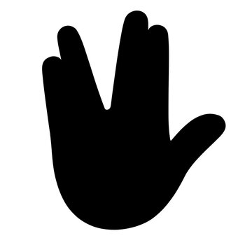 Black Hand Vulcan Salute Sign Icon Transparent Background
