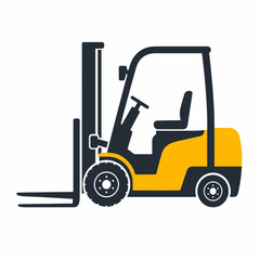 Naklejka premium Yellow forklift truck for industrial material handling.