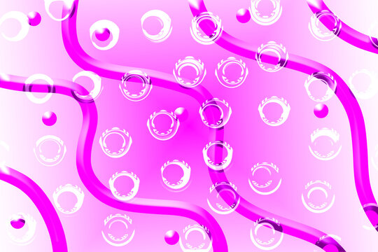 Abstract Pink Wavy Lines with Bubble Orbs Backdrop