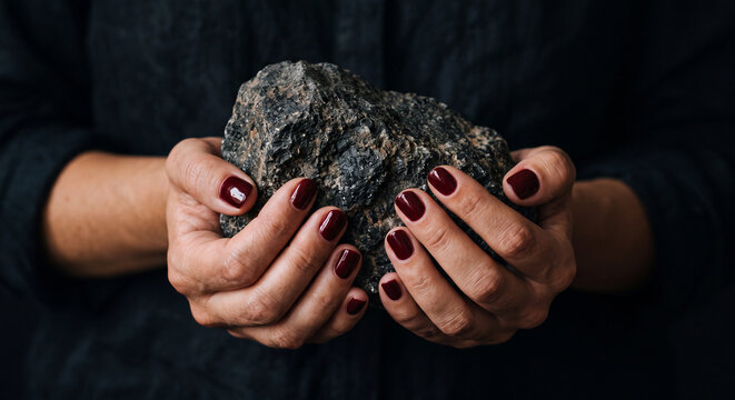 hands with stone