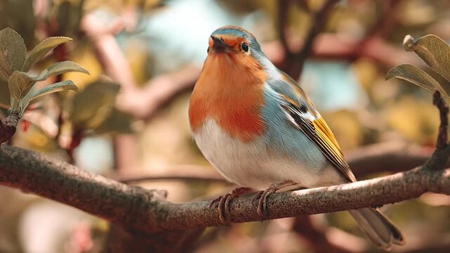 Small robin bird perched on a branch outdoors.