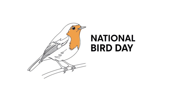National bird day illustration of a robin