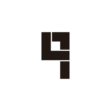 Letter Lq qL L q square, outlines geometric symbol simple logo vector