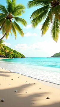 Tropical Beach with Palm Trees and Turquoise Water