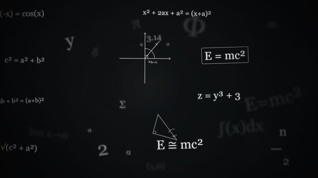 Advanced quantum physics formulas and mathematical equations glow softly across the deep dark chalkboard during a late university lecture focusing on theoretical science exploration