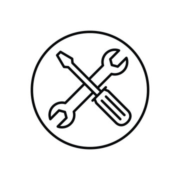 Screwdriver and socket wrench vector icon. Repair and maintenance tool symbol.