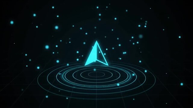GPS Navigation Arrow Holographic Compass Technology Animation