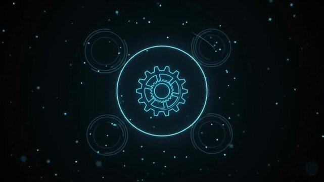 Service Maintenance Gear Settings Holographic Icon Animation