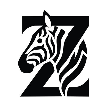 Modern Z Lettermark Logo Design with Stylized Zebra Head Symbol