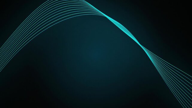 Cyan glowing lines waving seamless loop motion background