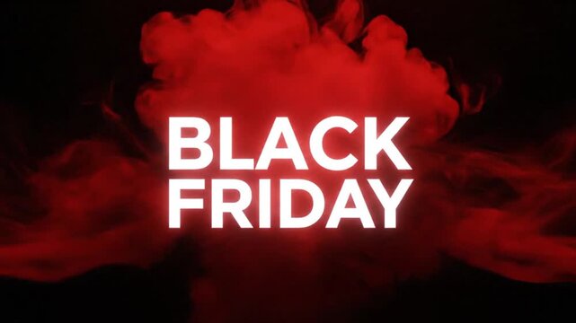 Black Friday Sale with Dramatic Red Smoke on Black Background for Shopping Promotion