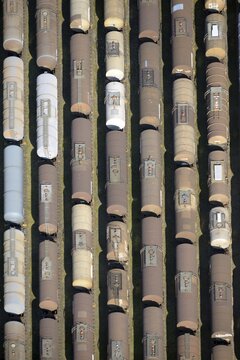 Tank wagons on the railroad siding, VTG Eisenbahn Logistik, Stade, Lower Saxony, Germany