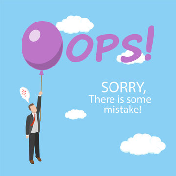 3D Isometric Flat Vector Illustration of Oops, Network Error 404