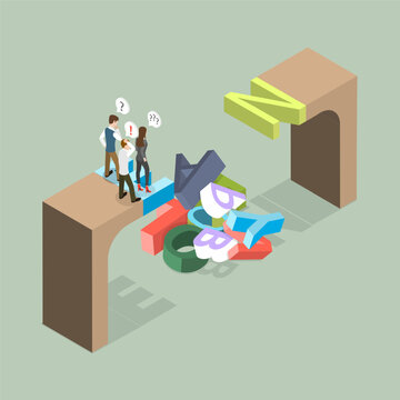 3D Isometric Flat Vector Illustration of Cultural Gap, Embracing Language Learning