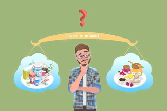 3D Isometric Flat Vector Illustration of Sore Throat Treatment, Decision On Treatment Options For A PatientS Health Condition.