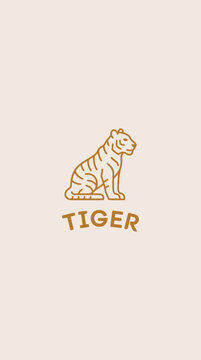 Golden Tiger Logo Illustration.