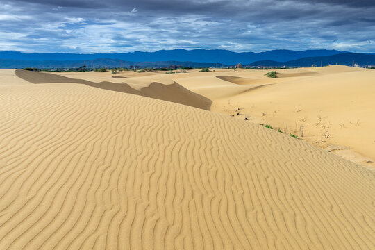 Scenic View of Medanos de Coro Sand Dunes under Blue Sky, Venezuela Tourism
