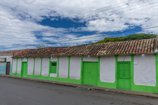 Colonial Houses and Cobblestone Pedestrian Street in Old Town Santa Ana de Coro Falcon State