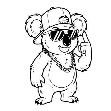 Cool Koala Bear Wearing Sunglasses and Baseball Cap.