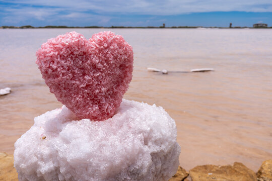 Traditional Salt Industry and Local Souvenir Display at Pink Lake Cumaragua in Paraguana, Venezuela