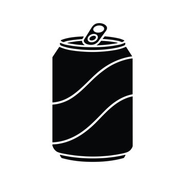 Soda can silhouette beverage container icon vector style for soft drink packaging design