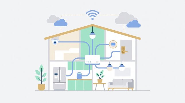 Modern home connected with smart IoT devices