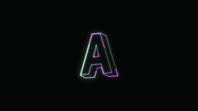  Alphabet A Neon Text Seamless Loop 4K with Black Background Animated Promotional Typography for Video Editing