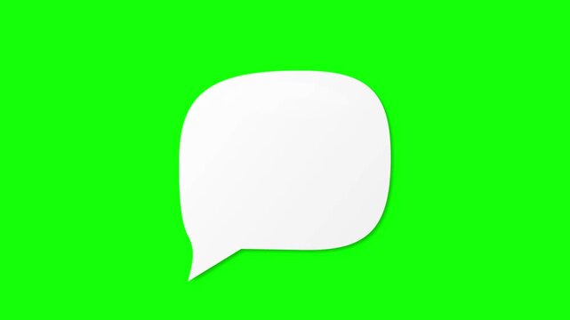Thinking cartoon cloud. White speech bubble icon isolated on green screen background