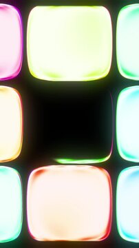 Abstract Rainbow Neon Rounded Buttons Hue Color Cycling Seamless Loop Animation