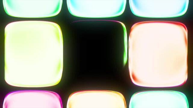 Abstract Rainbow Neon Rounded Buttons Hue Color Cycling Seamless Loop Animation