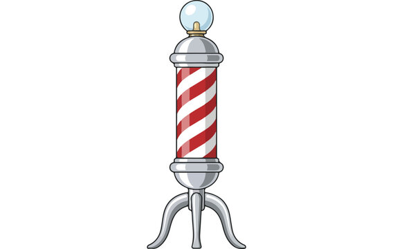 Barber Pole Illustration with Red and White Stripes