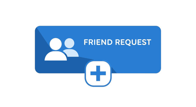 Blue Social Media Friend Request Notification Button with People Icons and Plus Sign