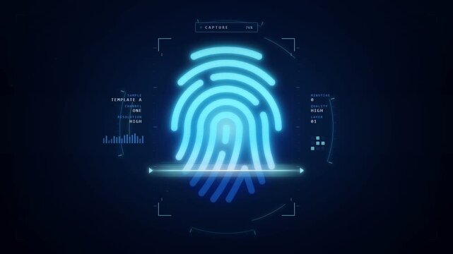 Fingerprint biometric scanner interface scanning and verifying identity with match confirmation