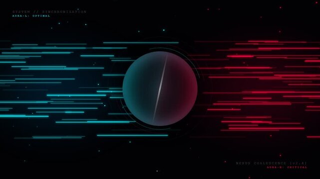 Futuristic digital interface displays glowing particle streams flowing past a central sphere symbolizing advanced cyberspace networking protocols and artificial intelligence processing units