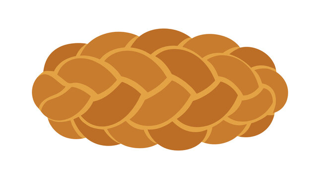 Braided golden brown challah bread loaf vector illustration