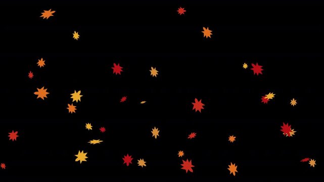Colorful Autumn Leaves Falling Animation on Transparent Background