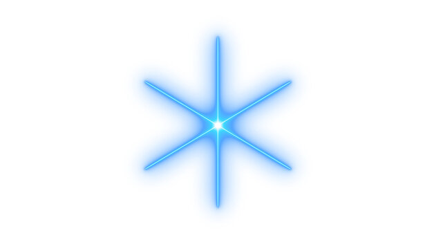 Glowing neon blue asterisk or star icon isolated on transparent background. Blue spark symbol. Snowflake sign. Tech web button. Digital flash.